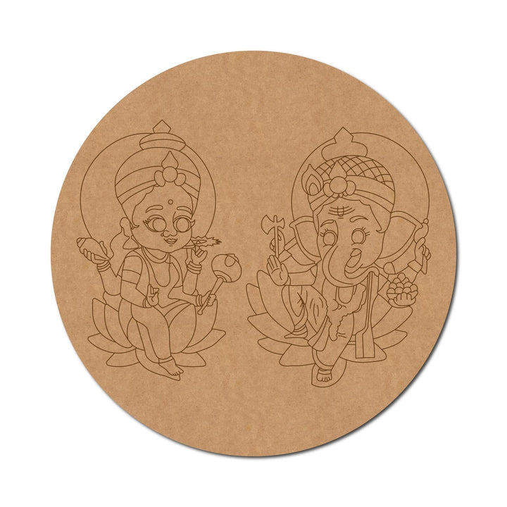 Lakshmi Ji Ganesha Pre-Marked Round MDF