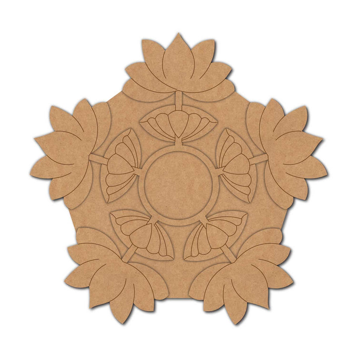 Lotus Pre-Marked MDF Diya Tealight Holder