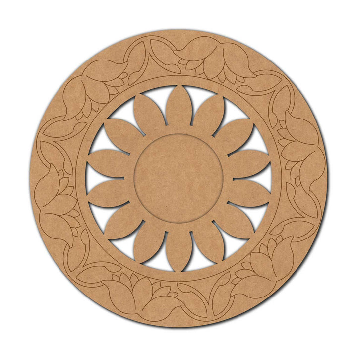 Lotus Floral Pre-Marked MDF Diya Tealight Holder