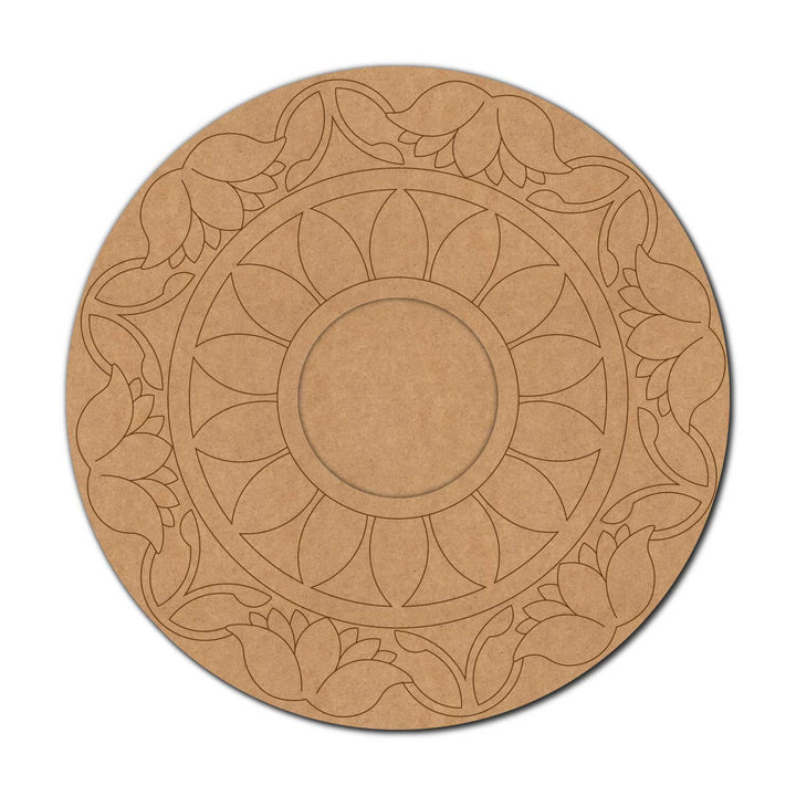 Lotus Floral Pre-Marked MDF Diya Tealight Holder