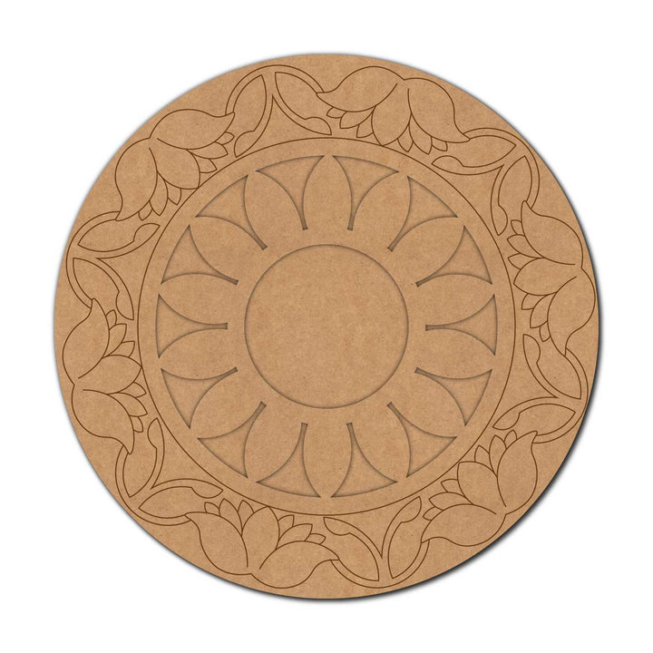 Lotus Floral Pre-Marked MDF Diya Tealight Holder