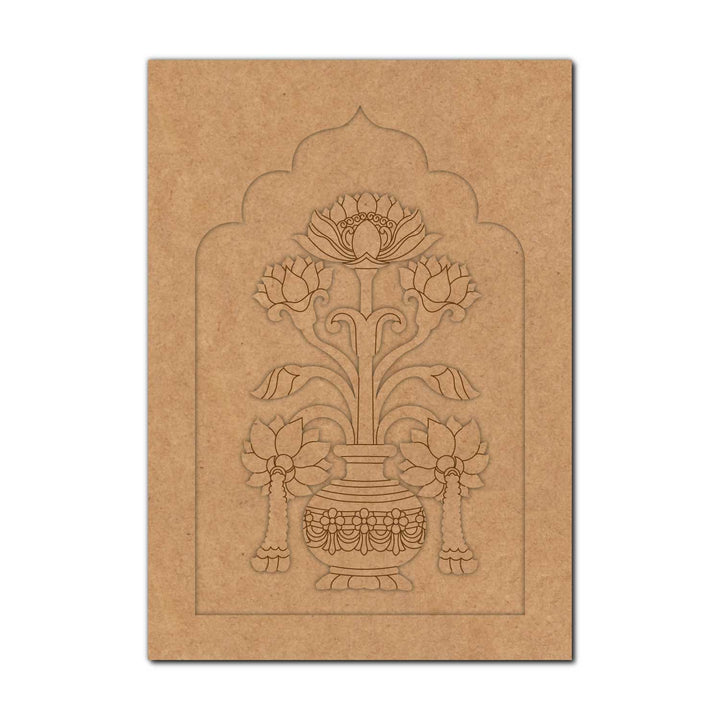 Lotus Vase Motif Jharokha Pre Marked MDF Design 1