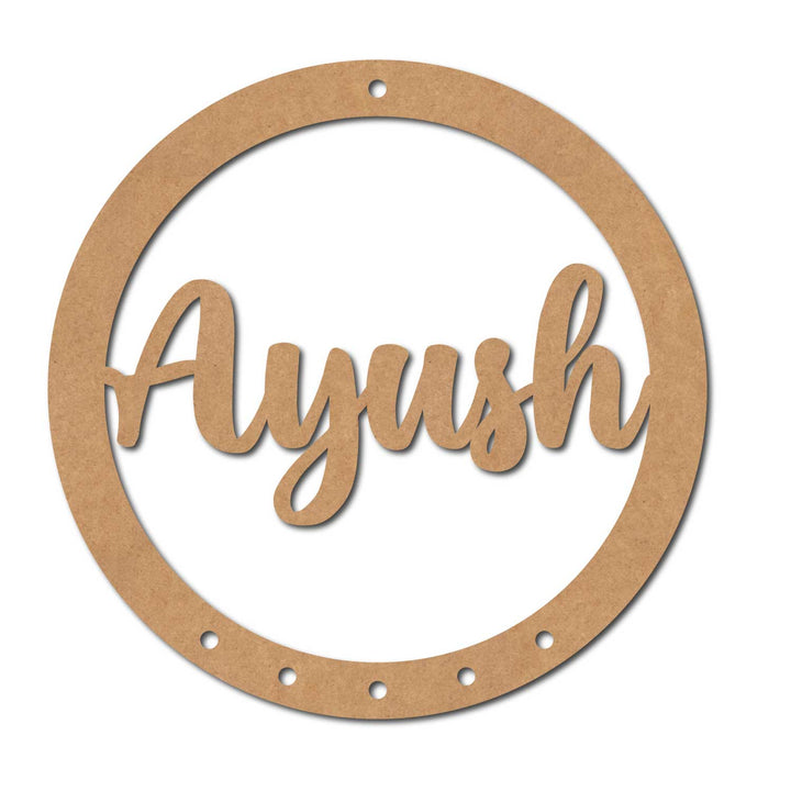 Teak Tale Macrame Ring Circle With Name MDF Design 3