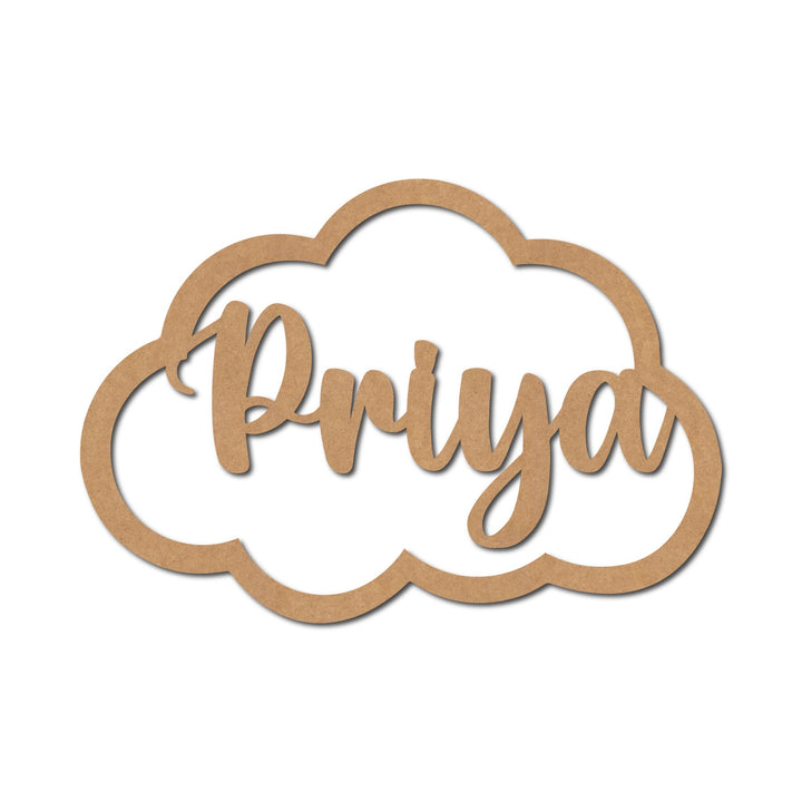 Teak Tale Macrame Ring Cloud With Name Cutout MDF Design 1