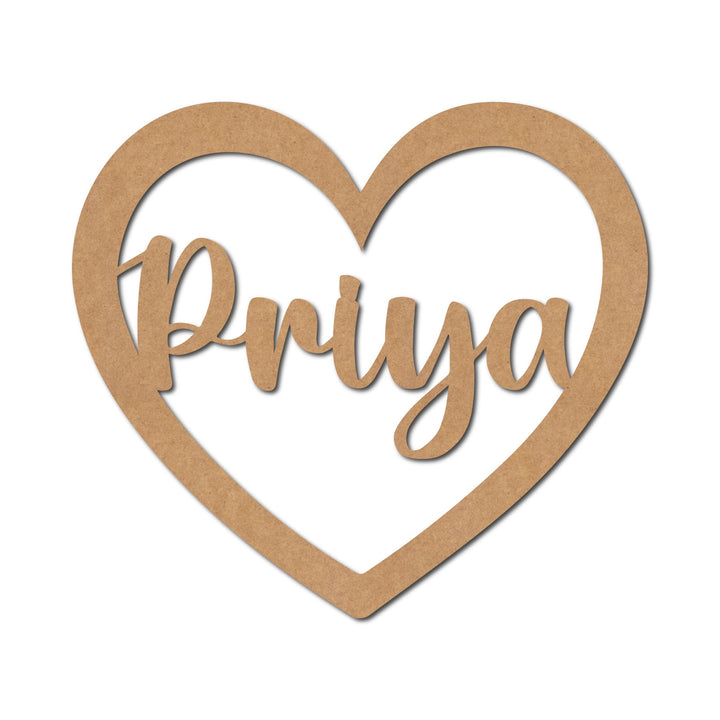 Teak Tale Macrame Ring Heart With Name MDF Design 1