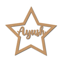 Teak Tale Macrame Ring Star With Name Cutout MDF Design 1