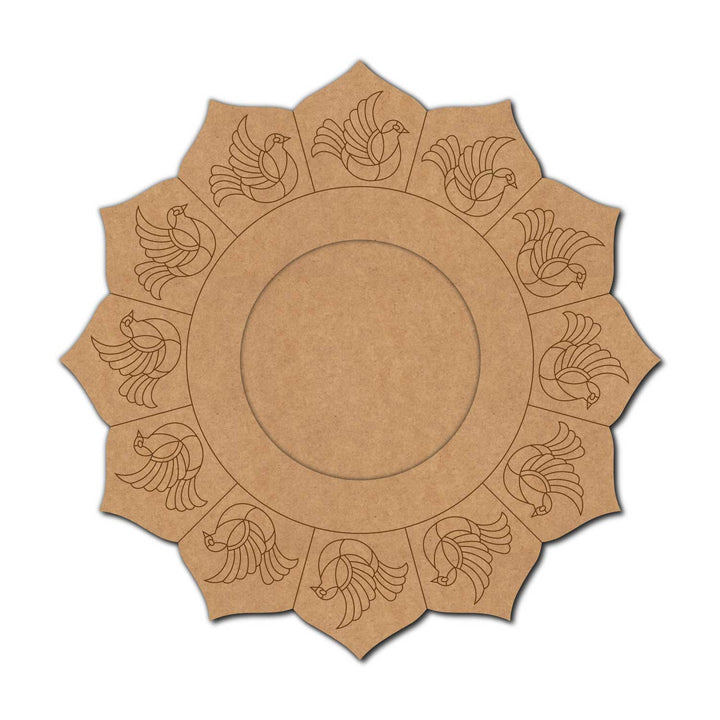 Madhubani Birds Pre-Marked MDF Diya Tealight Holder