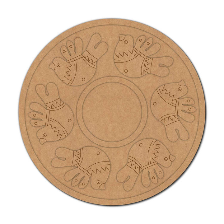 Madhubani Birds Pre-Marked MDF Diya Tealight Holder
