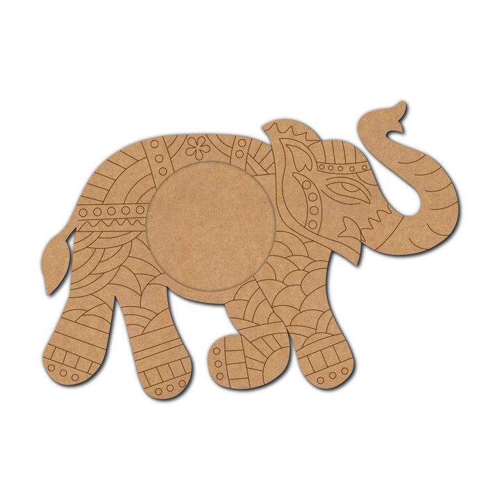 Madhubani Elephant Pre-Marked MDF Diya Tealight Holder