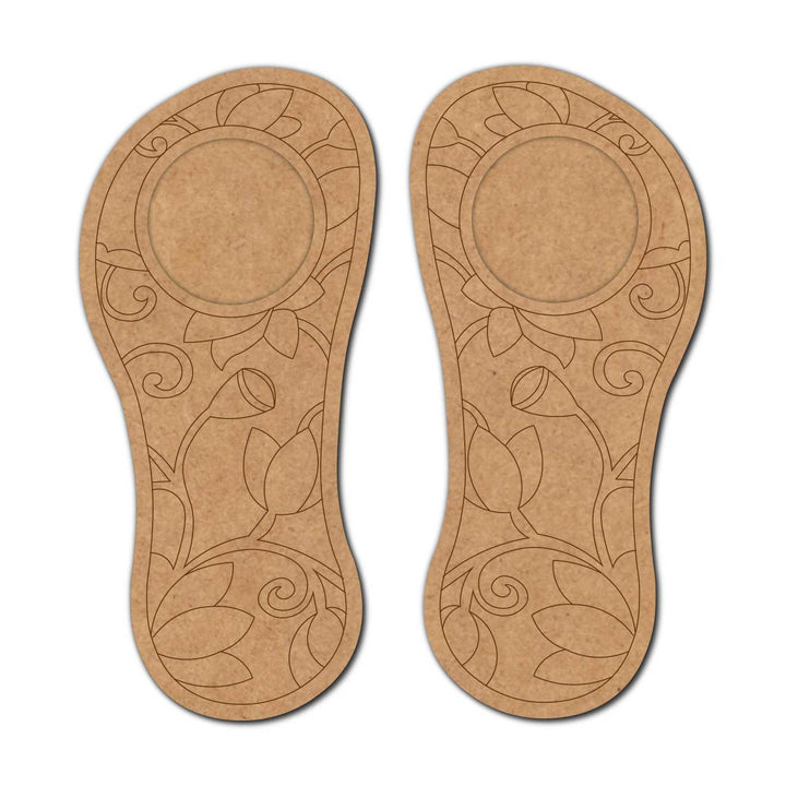 Madhubani Feet Lotus Pre-Marked MDF Diya Tealight Holder