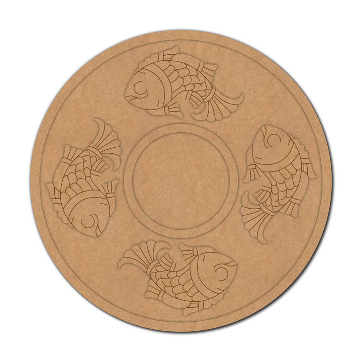 Madhubani Fishes Pre-Marked MDF Diya Tealight Holder