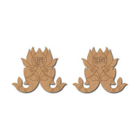 Madhubani Fishes Lotus Shubh Labh Pre-Marked MDF Base