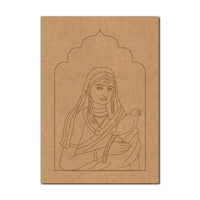 Maharani Bani Thani With Parrot Jharokha Pre Marked MDF Design 1