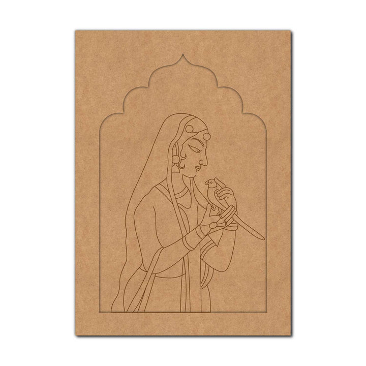 Maharani Bani Thani With Parrot Jharokha Pre Marked MDF Design 2