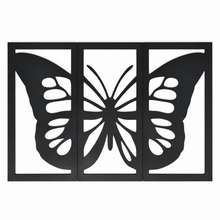 Matte Black Butterfly Triptych Wall Art