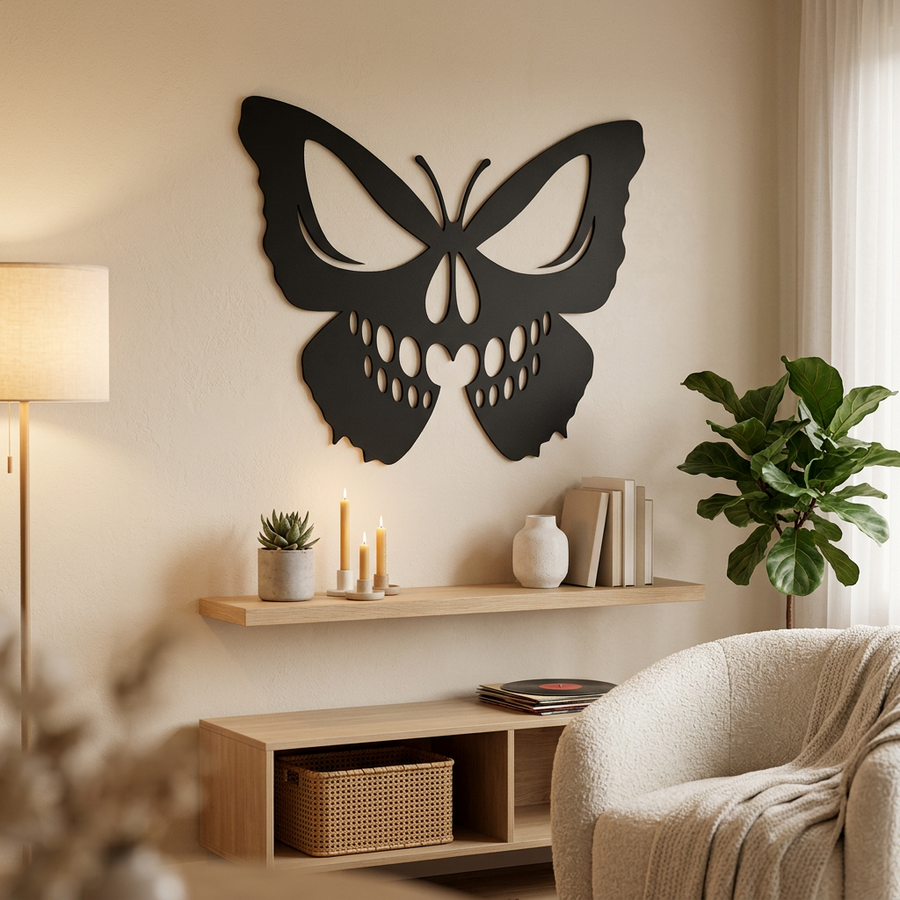 Matte Black Butterfly Wall Art