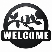 Matte Black Leafy Welcome Plaque