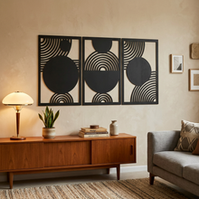 Modern Black Geometric Triptych