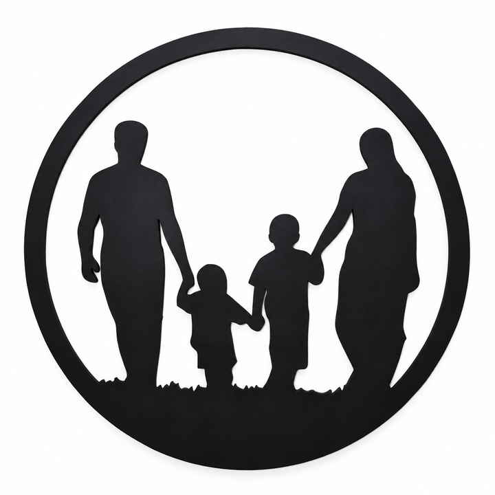 Monochrome Family Silhouette Wall Art