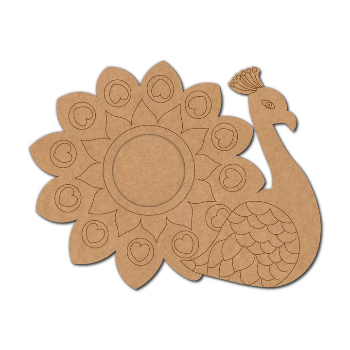 Peacock Pre-Marked MDF Diya Tealight Holder