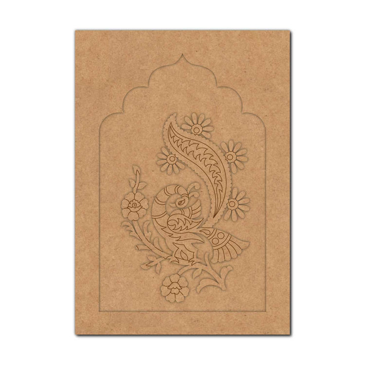 Peacock Floral Jharokha Pre Marked MDF Design 1