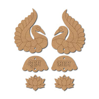 Peacock Lotus Shubh Labh Pre-Marked MDF Base