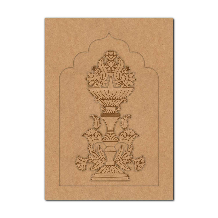 Peacocks Floral Motif Jharokha Pre Marked MDF Design 1