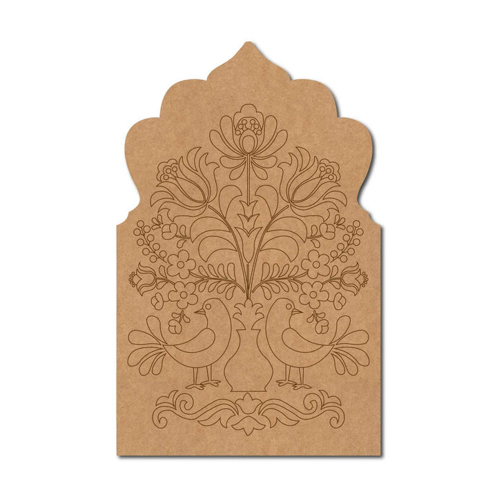 Peacocks Floral Motif Jharokha Pre Marked MDF Design 2