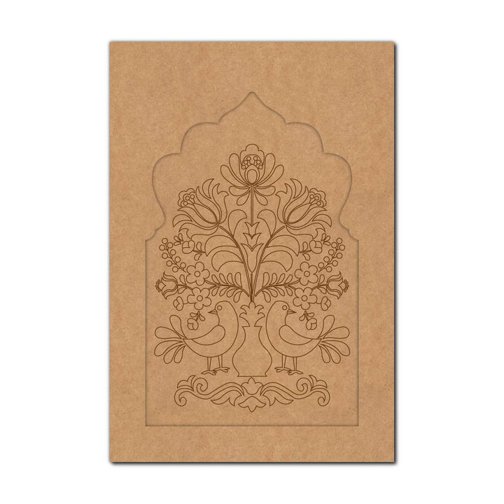 Peacocks Floral Motif Jharokha Pre Marked MDF Design 3