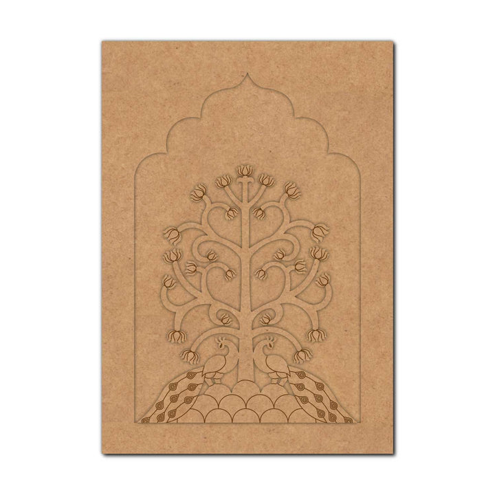 Peacocks Lotus Motif Jharokha Pre Marked MDF Design 1
