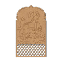 Pichwai Cow And Lotus Jharokha Pre Marked Base MDF Design 1