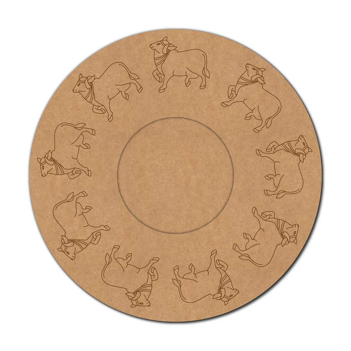 Pichwai Cow Pre-Marked MDF Diya Tealight Holder