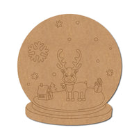 Reindeer Snow Globe Christmas Pre Marked MDF Design 1