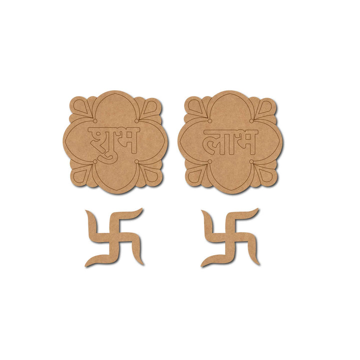 Shubh Labh Swastik Set Pre-Marked MDF