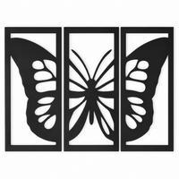 Matte Black Butterfly Triptych Wall Art