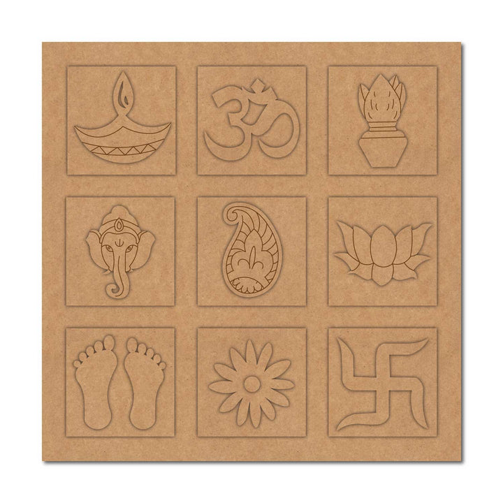 Traditional Hindu Pooja Festive Pre-Marked MDF Base