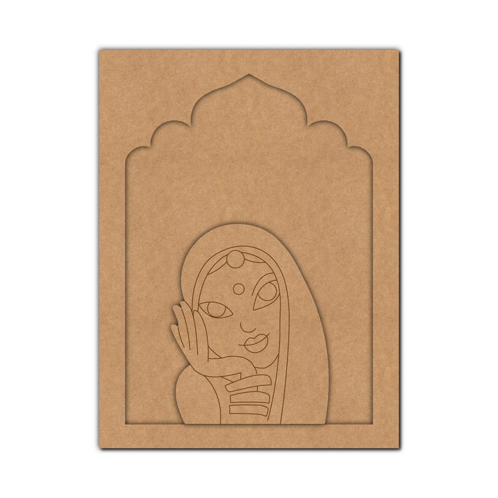 Rajasthani Woman Jharokha MDF Design 1