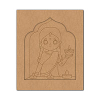 Diya Woman Jharokha Pre-Marked MDF