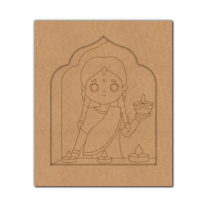 Diya Woman Jharokha Pre-Marked MDF