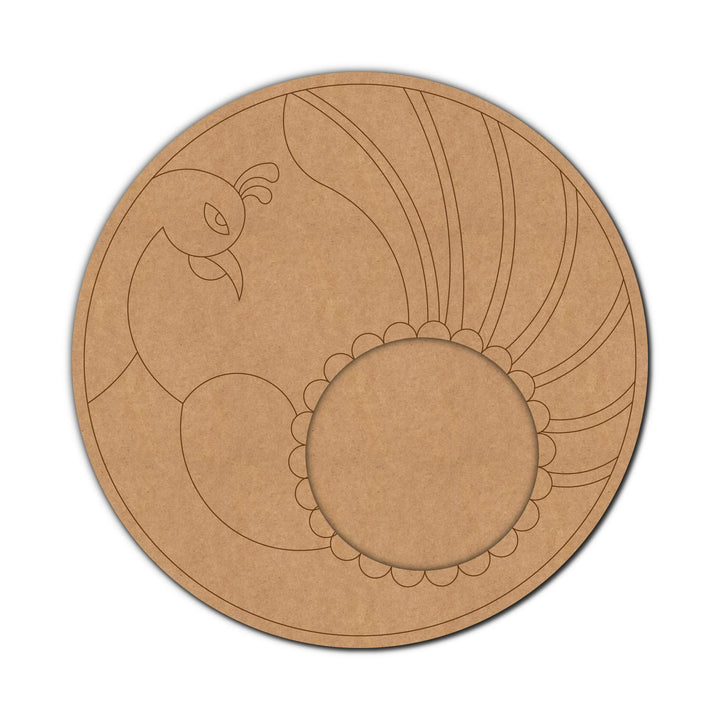 Peacock Pre-Marked MDF Diya Tealight Holder