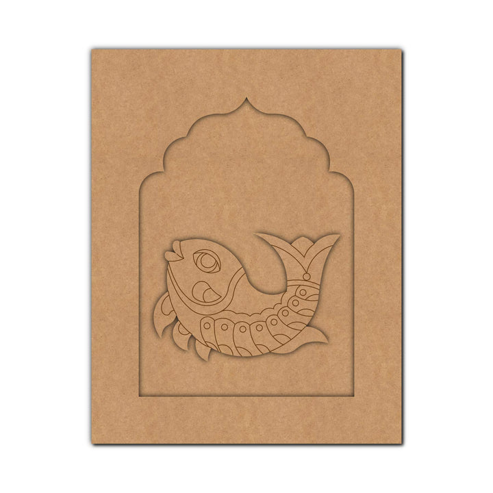 Madhubani Fish Jharokha Pre Marked MDF Design 1