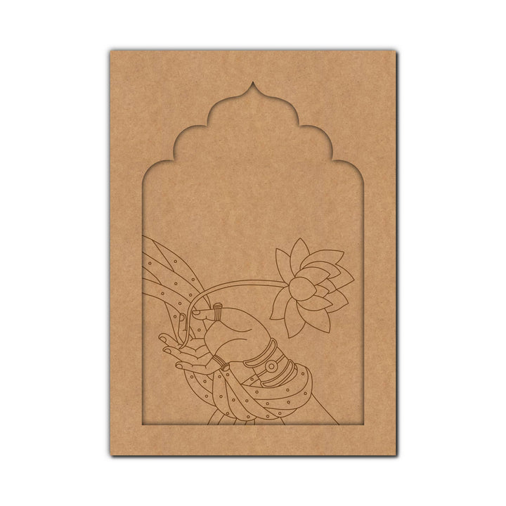 Hand Lotus Madhubani Jharokha Pre Marked MDF Design 1