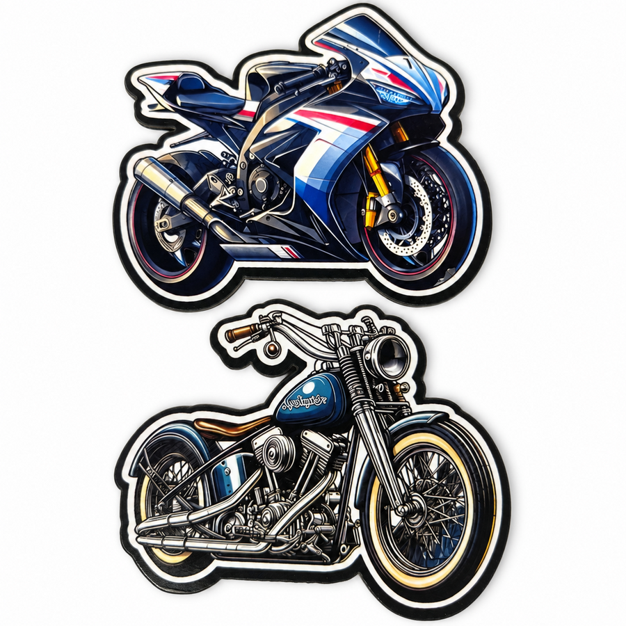 Vintage and Modern Motorcycle Fridge Magnets
