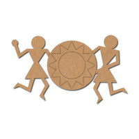 Warli Art Dancing Figures Pre-Marked MDF Diya Tealight Holder