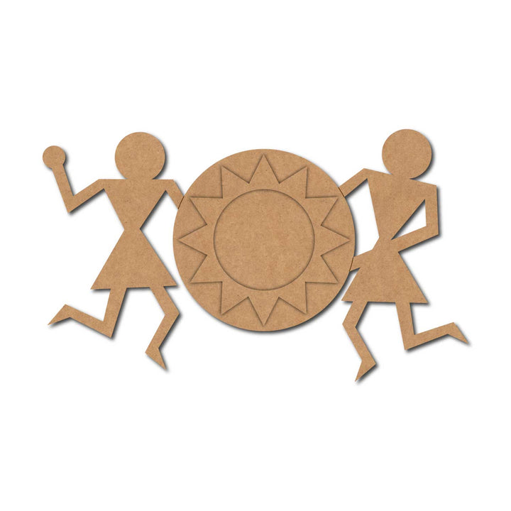 Warli Art Dancing Figures Pre-Marked MDF Diya Tealight Holder