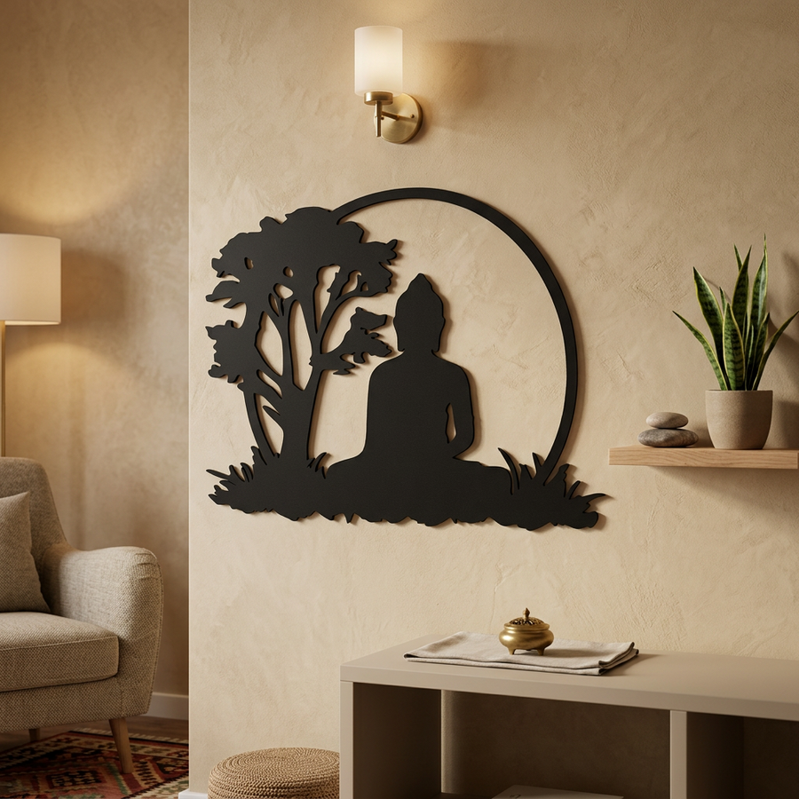 Zen Buddha Tree Silhouette Wall Art