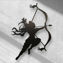 Teak Tale Lord Rama wall art featuring a black laser-cut MDF wood silhouette of the deity holding a bow and arrow.